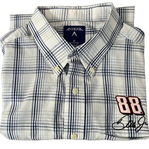 Antigua Men's XL Dale Earnhart Jr Short Sleeve Button Down Plaid Shirt